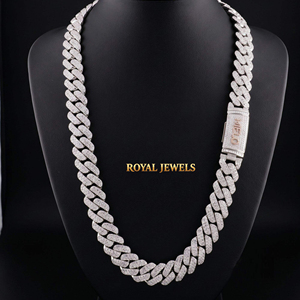 <b>Iced</b> <b>Out</b> Cuban Link Necklace Moissanite <b>Chain</b> Silver Statement Jewelry for Men and Women - Product Image 1
