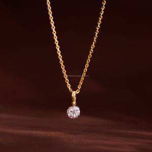 Colgante de Diamante Cultivado en Laboratorio de Forma Redonda Premium para Mujer, Oro Amarillo de 10K, 14K, 18K, Elegante Collar de Joyería Fina, Regalo de Aniversario - Product Image 2
