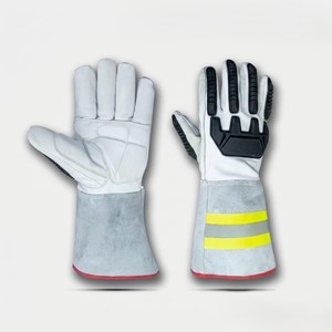 Gants de pompier en cuir robuste de haute qualité avec revêtement texturé, manchette réfléchissante en Kevlar, résistants à la chaleur et aux chocs, équipement de sécurité - Product Image 6
