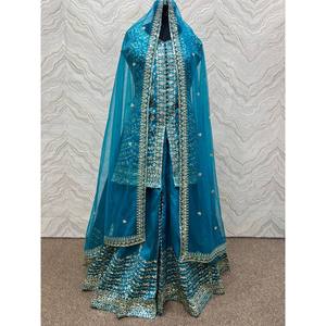 Ensemble haut-plazzo pour femmes, vêtements de soirée, avec dupatta - Product Image 4