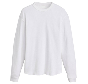 <b>Men's</b> <b>White</b> Waffle Knit Flannel Thermal <b>Long</b> <b>Sleeve</b> O-Neck Casual Sporty Printed Breathable Pullover <b>Shirt</b> SIRIUS SPORTS - Product Image 1