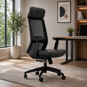 Silla de Oficina Ergonómica de Malla con Soporte Lumbar 4D, Respaldo Abierto, Diseño Giratorio, Base Metálica, Estilo Moderno para Hogar y Oficina - Product Image 1