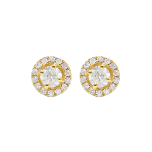 0.50 CT Vintage 14KT Yellow Gold Rhodium Plated Brilliant Cut Diamond Halo Clip-On <b>Earrings</b> - Product Image 1