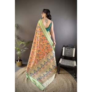 Sari Paithani de Seda Lichi Pura Banarasi para Vestidos de Noche - Product Image 4