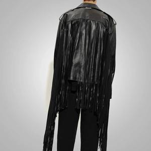 Veste moto en cuir véritable noir pour femme, manches régulières, fermeture éclair, style vintage cowboy, imperméable, respirante, hiver FIT2U - Product Image 3