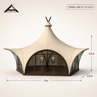 Tente de glamping de luxe BOTEEN, membrane tendue 950G, doublure en coton 240G, structure en acier, 5,2x8x5,6m, tente de villégiature extérieure personnalisée