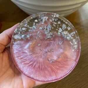 Pink Glitter Resin <b>Round</b> Coaster Modern <b>Table</b> <b>Mat</b> Drink Cup Pad Decor for Home Cafe Free Sample Resin Tea Cup coaster Safe Set - Product Image 1