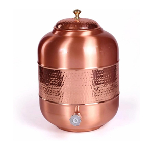 Pure Copper Water Dispenser With <b>Stand</b> And Glass Hand-Hammered Ayurvedic <b>Drinking</b> Water Storage Tank Rustproof Copper Matka Pot - Product Image 6