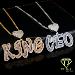 Custom Iced Out Letter Pendant Necklace With Sparkling Stones, Personalized <b>Initial</b> Jewelry, Wholesale Hip Hop <b>Chain</b> Accessory - Product Image 6