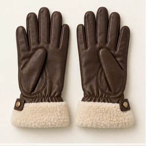 Gants d'hiver en cuir noir avec doublure en fourrure, unisexes, isolés, pour la rééducation, le cyclisme, les voyages - Product Image 1