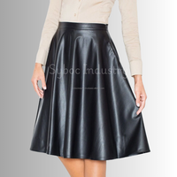 Jupe en cuir d'agneau véritable pour femmes, style court élégant, plissée, technique brodée, bureau, grande taille, filles