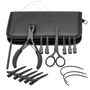 Black Color With Premium Storage Pouch Wholesale Rate All-in-One Hair Extension <b>Tool</b> Kits Beauty For Professional Application - Product Image 1