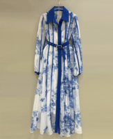 Nouvelle Robe Longue Décontractée Imprimée à Col Rabattu et Boutonnage Simple pour Femme, Tendance Printemps, en Dentelle Naturelle, Style Créateur