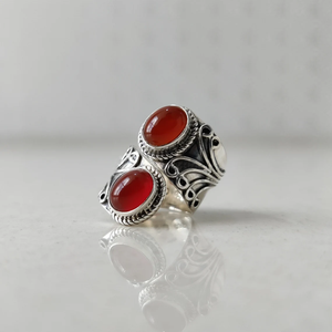 Carnelian Gemstone <b>Adjustable</b> <b>Ring</b> 925 Sterling Silver Handmade Statement <b>Ring</b> for Women Birthday Anniversary Gift <b>Ring</b> - Product Image 1
