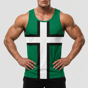Sublimation Men Custom Neck <b>Running</b> 100% Cotton Men's Tank Top O-Neck Casual Style Knitted Sleeveless Men's tank top print - Product Image 6