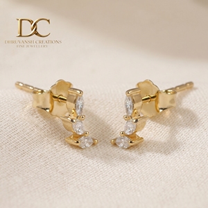 Boucles d'oreilles élégantes en or massif 14 carats avec diamants de laboratoire taille marquise brillant pour femme, certifiées IGI - Product Image 2