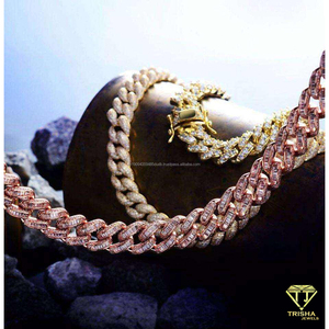 Chaîne cubaine de luxe Hip Hop en argent sterling 925 avec diamants Moissanite, collier à maillons larges entièrement sertis pour hommes et femmes, vente en gros - Product Image 6
