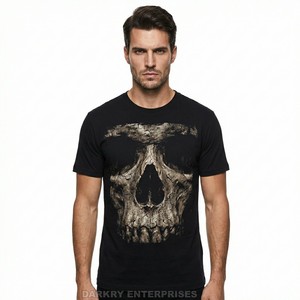 Camiseta de algodón personalizada para hombre con gráfico de calavera y tentáculos de monstruo alienígena, estilo streetwear de estética oscura, ropa de estilo horror, al por mayor - Product Image 5