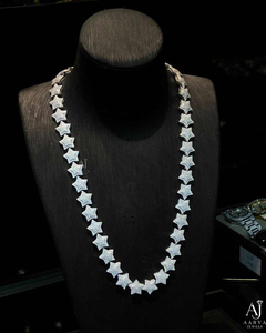 AARVA JEWELS Star Moissanite <b>Statement</b> <b>Necklace</b> 10K Gold Plated 925 Silver Luxury Wedding Party Unisex <b>Necklace</b> - Product Image 2