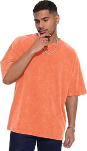 <b>Mens</b> Acid Wash Slim Fit <b>Silk</b> Screen Printed Front Logo Eco-Friendly Heavyweight Cotton T-<b>Shirt</b> Wholesale - Product Image 5