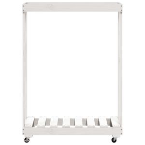 Support pour bûches en bois de pin massif blanc avec roulettes 30,1''x15,7''x42,5'' pour cheminées et accessoires - Product Image 4