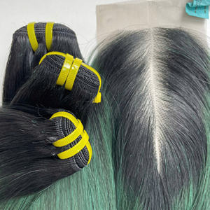 Ombre Vert Ensemble En Gros 100% Brut Vierge Vietnamien Cheveux Humains Perruque Courte Os Droite Super Double Dessiné Extension de Cheveux - Product Image 4