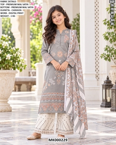 Salwar Kameez vert à imprimé numérique pour filles, tenue traditionnelle indienne pakistanaise, vêtements ethniques pour enfants, MK000229 - Product Image 3