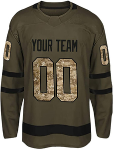 Nouveaux arrivages : maillots de hockey sur glace pour hommes, vente en gros, sublimation, uniformes d'équipe sportive, impression camouflage sublimée. - Product Image 2