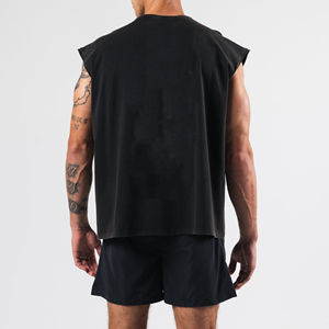เสื้อกล้ามสไตล์สปอร์ตสำหรับผู้ชาย ระบายอากาศได้ดี แห้งเร็ว ผลิตจากผ้าสแปนเด็กซ์/คอตตอนผสม เหมาะสำหรับฟิตเนส เพาะกาย รับผลิตแบบ OEM - Product Image 2