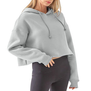 Wholesale High Quality Fashionable Women's Crop <b>Hoodies</b> For Casual Latest Design High Street Crop Top Women Custom Fit - Product Image 3