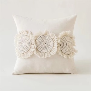Funda de Cojín Cuadrada a Rayas Estilo Bohemio, Funda de Almohada Decorativa Hecha a Mano de Algodón - Product Image 3
