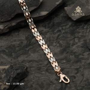 Pulsera de Oro Sólido de Dos Tonos 22K con Eslabones Italianos Fusion para Hombre con Cierre de Langosta 16.51g - Product Image 3