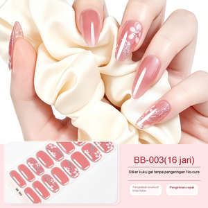 เล็บปลอมทรงอัลมอนด์สีชมพู ลายกลิตเตอร์คลาวด์ 16 นิ้ว ไม่ต้องใช้เจล ติดง่าย - Product Image 2