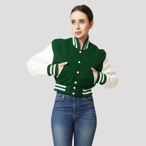 Veste courte en tricot bleu marine pour femme, manches longues, col rond, fermeture boutonnée, couleur unie, bordure contrastée, vêtement d'extérieur décontracté - Product Image 1