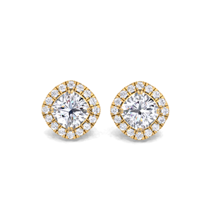 ต่างหูเพชรทรงคุชชั่นแบบมีวงแหวนรอบเพชร  ได้รับการรับรองจาก IGI  ทอง 14K สีเหลือง/ขาว/โรสโกลด์  ประดับเพชรแบบมิลเกรน - Product Image 5