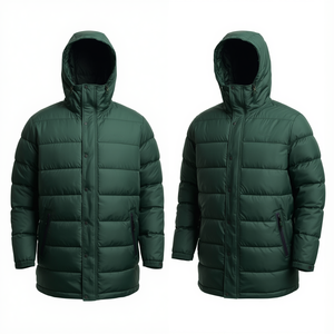 Custom Men Plain Hooded Waterproof Anti-Bacterial Mandarin Collar Winter Puffer <b>Jacket</b> with Polyester Wadding Premium Outdoor - Product Image 4