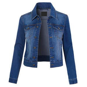 Veste en jean bleue pour femme, manches longues, simple boutonnage, col à revers, style jeune et décontracté, tendance pour l'automne et l'été - Product Image 6