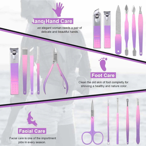 Kit de manucure et pédicure professionnel 12 pièces, outils en acier inoxydable, coupe-ongles de haute qualité, personnalisable, pour femmes, soin personnel, voyage - Product Image 3
