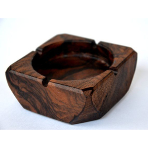 Cendrier rond en bois massif de qualité supérieure, 4 fentes, brun naturel, pour cigares et cigarettes, décoration intérieure pour la maison et le bureau, cadeau pour homme - Product Image 6