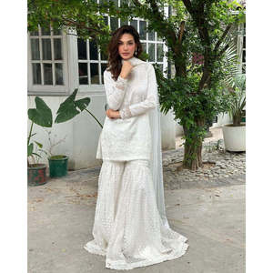 Designer Sharara <b>Top</b> with Dupatta Embroidery and <b>Sequins</b> Work Size 2XL - Product Image 5