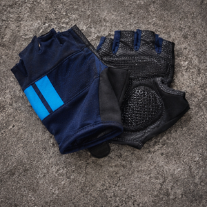 Guantes de Ciclismo de Medio Dedo, Material de Cuero, Transpirables, Antideslizantes, Cierre de Velcro, Diseño Panelado Azul y Negro para Hombre, Invierno - Product Image 3