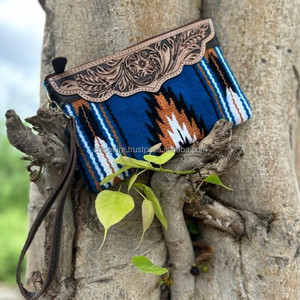 กระเป๋าคลัทช์หนังสไตล์ตะวันตก aztec สีน้ำตาลวินเทจกระเป๋าเครื่องมือหนังแท้ที่เป็นเอกลักษณ์ของ Aztec - Product Image 2
