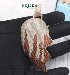 Pendentif Cœur Brisé en Moissanite, Argent 925 Plaqué Or 18K, Style Hiphop Unisexe, Usage Quotidien - Product Image 5