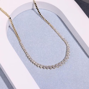 Women's 18K Gold Filled Moissanite <b>Tennis</b> <b>Necklace</b> Round Brilliant Cut Prong Setting Classic Box Chain Everyday Wear <b>Necklace</b> - Product Image 6