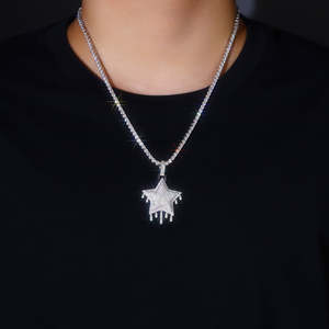 925 <b>Sterling</b> <b>Silver</b> Moissanite <b>Star</b> Design Women Jewelry Hip Hop Fashion Luxury Gift Pendant - Product Image 1