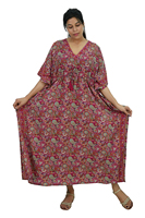 Gaun Kaftan Panjang Motif Polyester Kasual