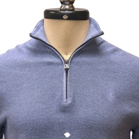 Jersey de punto de algodón de manga larga con cremallera de un cuarto estilo coreano para hombre, otoño/invierno, OEM, holgado, 220g, con logo frontal
