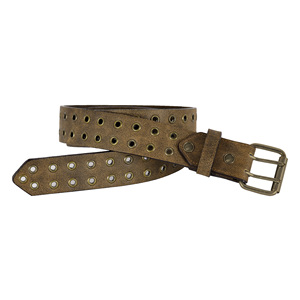 Ceinture en cuir de vachette véritable vieilli style vintage avec clous pour hommes et femmes, ceinture décontractée rétro à double œillet, mode punk personnalisée - Product Image 2