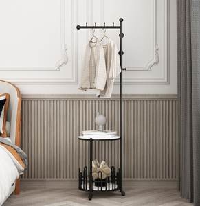 Porte-vêtements de luxe en acier inoxydable à trois niveaux avec plateau en marbre, panier de rangement sur pied pour outils - Product Image 4