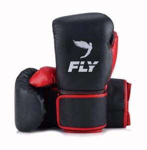 Gants de boxe sur mesure noirs et rouges en cuir 100 % original, gants de boxe professionnels à lacets - Product Image 4